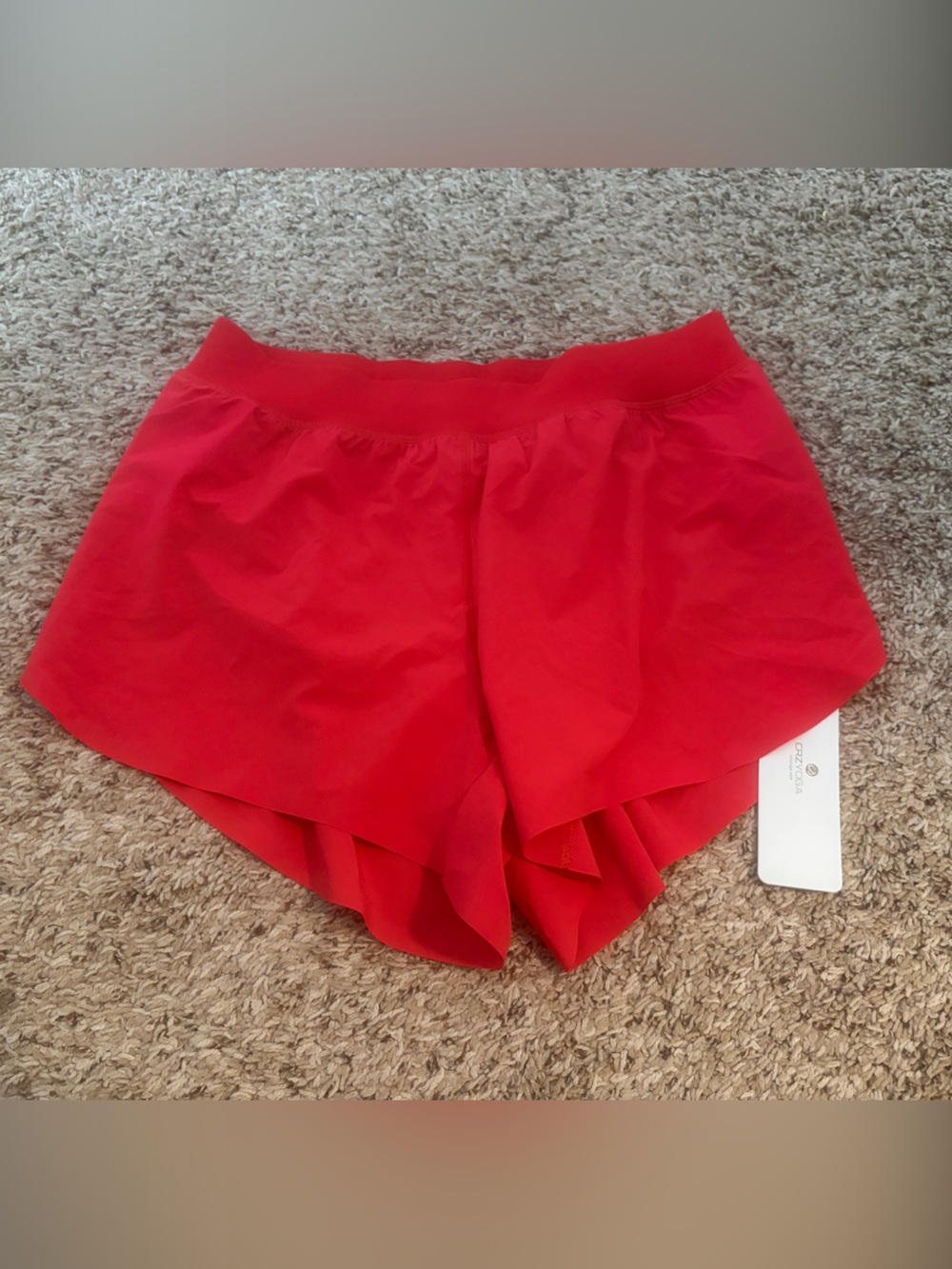 CRZ YOGA Red Athletic Shorts with Elastic Waist